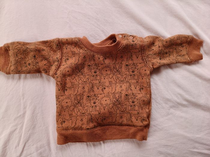 Pull chaud garçon Zeeman brun animaux 62 cm