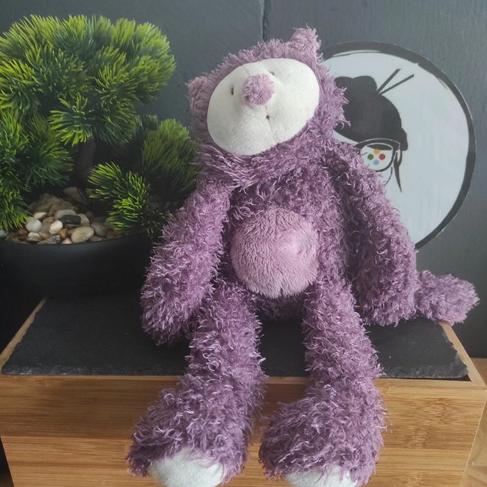 Peluche doudou chat Mia moulin roty les zazous Violet Blanc#geektradedoudou