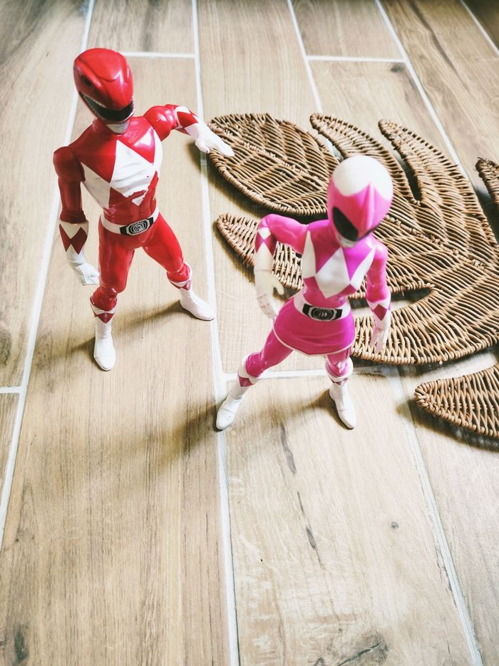 🙅 Power rangers mighty morphin lot figurines du ranger rouge et rose Hasbro - photo numéro 6