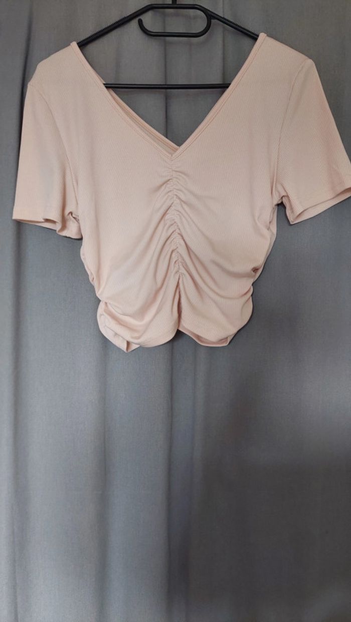 Crop Top Froncé Beige – Taille M - shein - photo numéro 2