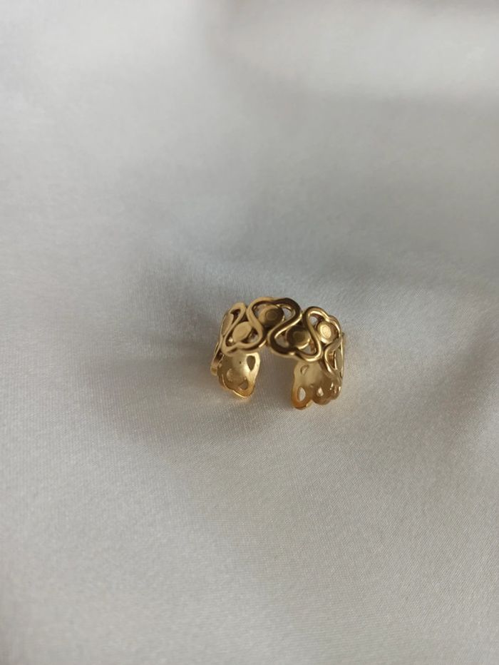 Bague anneau en acier inoxydable ajustable doré résiste à l'eau - photo numéro 2
