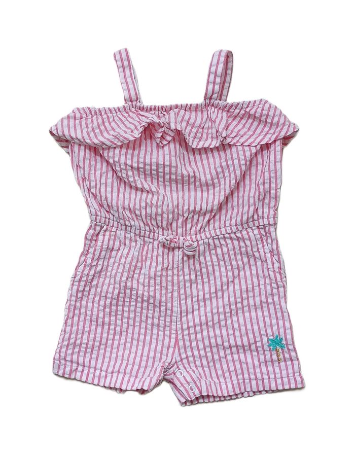 Combishort à rayures rose et blanc. C&A. Coton. Taille 12 mois. 80 cm. - photo numéro 1