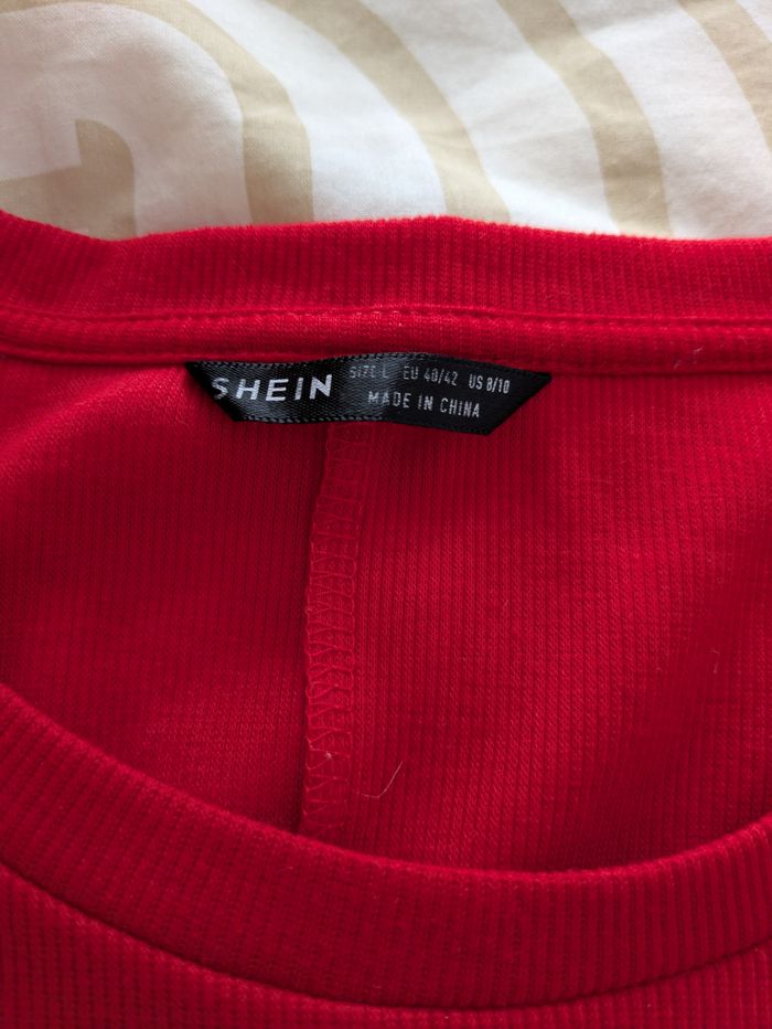 Robe Tunique Shein - Côtelée Rouge - Coupe Patineuse - photo numéro 2