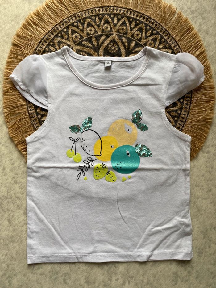 T-shirt blanc fruits 5ans