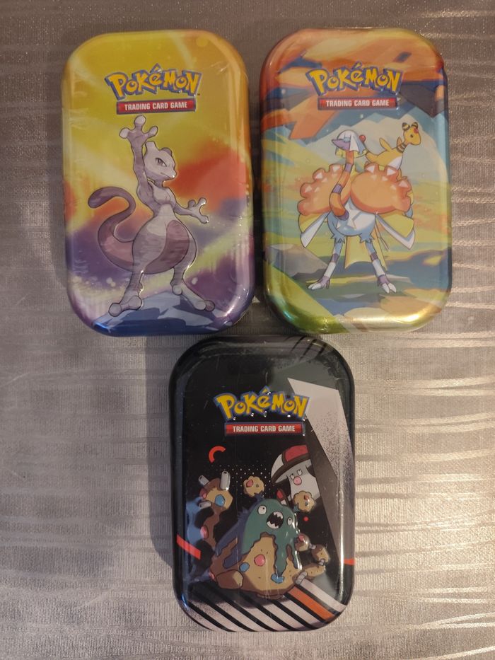 Lot 3 minitins boosters cartes Pokémon origine perdue Astres radieux flammes obsidiennes