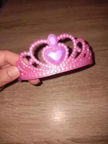 Diadème rose de princesse pour enfant avec cœur brillant