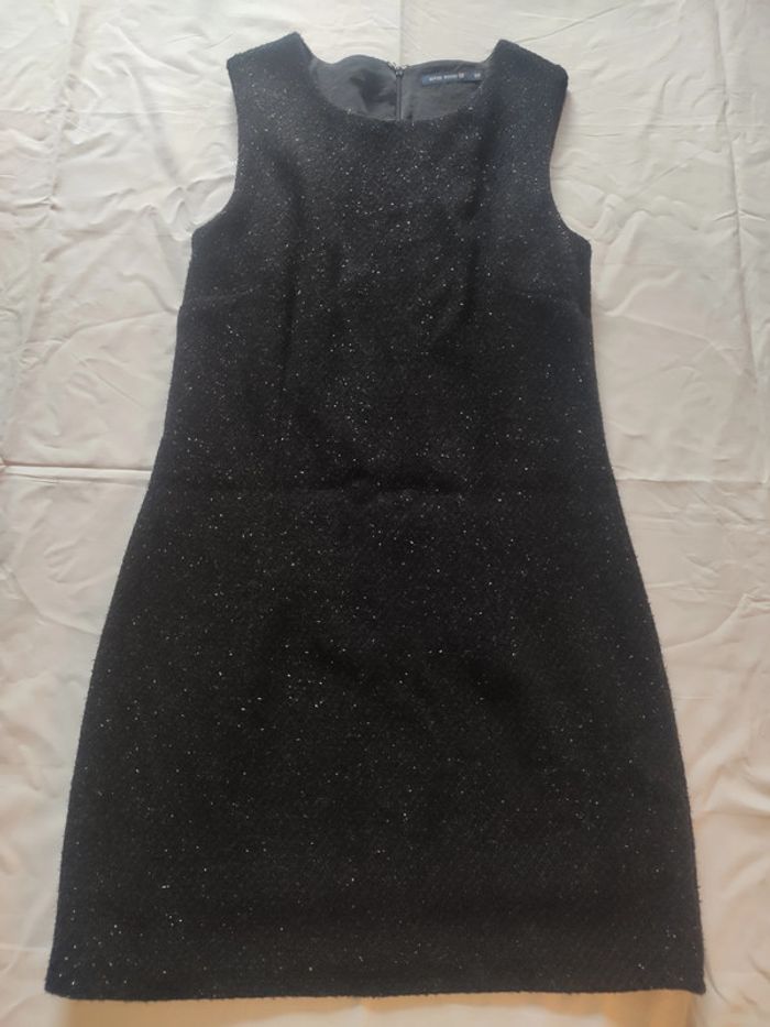 Belle petite robe noire d'hiver touches argentées, River Woods 38 très bon état - photo numéro 7