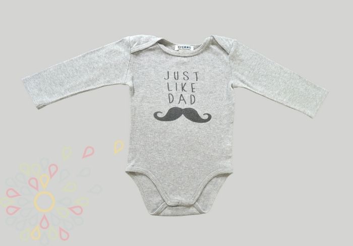 Body manches longues jersey gris noir moustaches Cocoon 12 mois 74 cm garçon