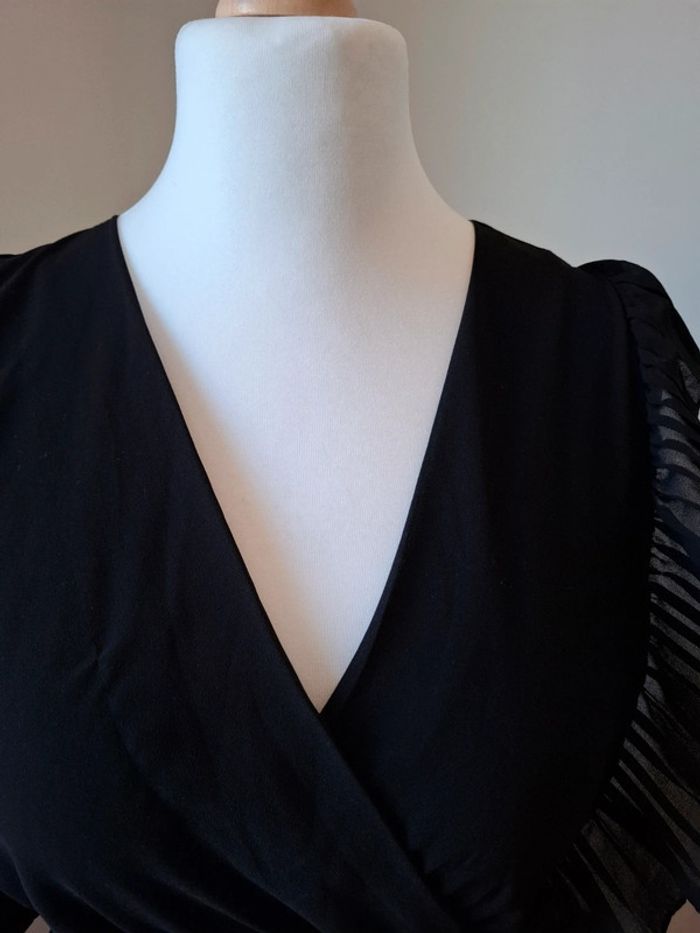 Robe longue noire cache-coeur plissée taille S/M 36/38 - photo numéro 3