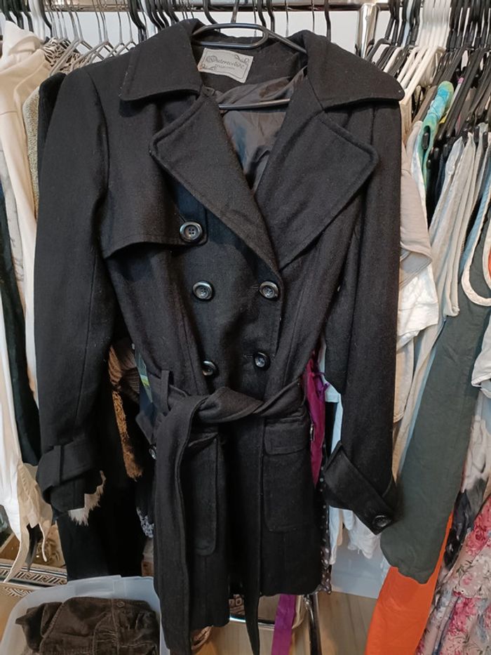Manteau trench laine noir 40 - photo numéro 6