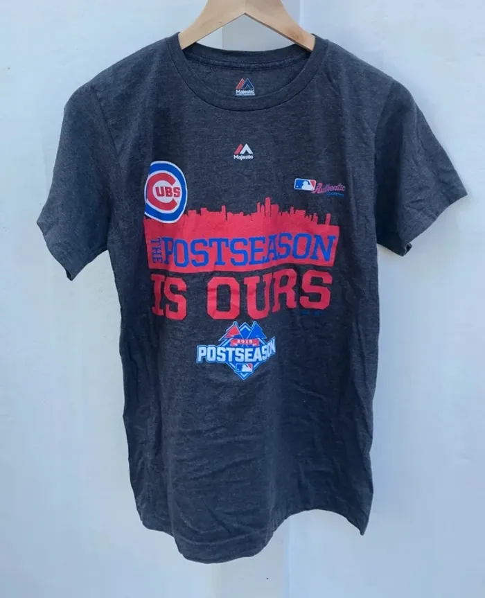 Majestic grey T-shirt Chicago Cubs 2015 MLB Baseball USA Mens S