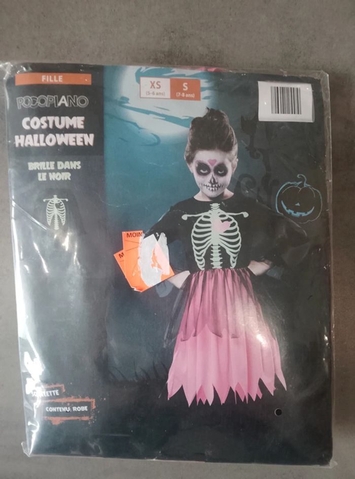 Déguisement halloween neuf - Robe squelette - Fille - 7/8 ans