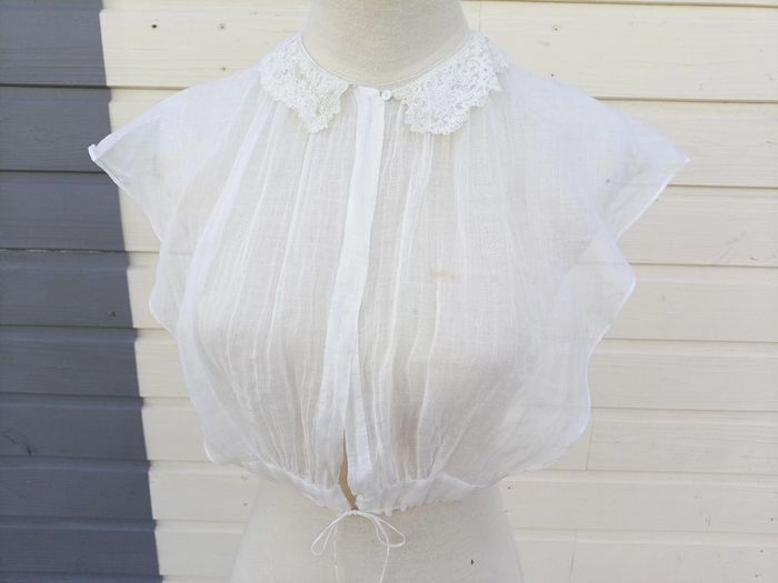 Ancien plastron, devantier en tulle et dentelle - photo numéro 7