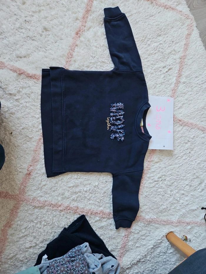 Sweat fille bleu marine marque vertbaudet 3 ans jolis details élégants - photo numéro 4