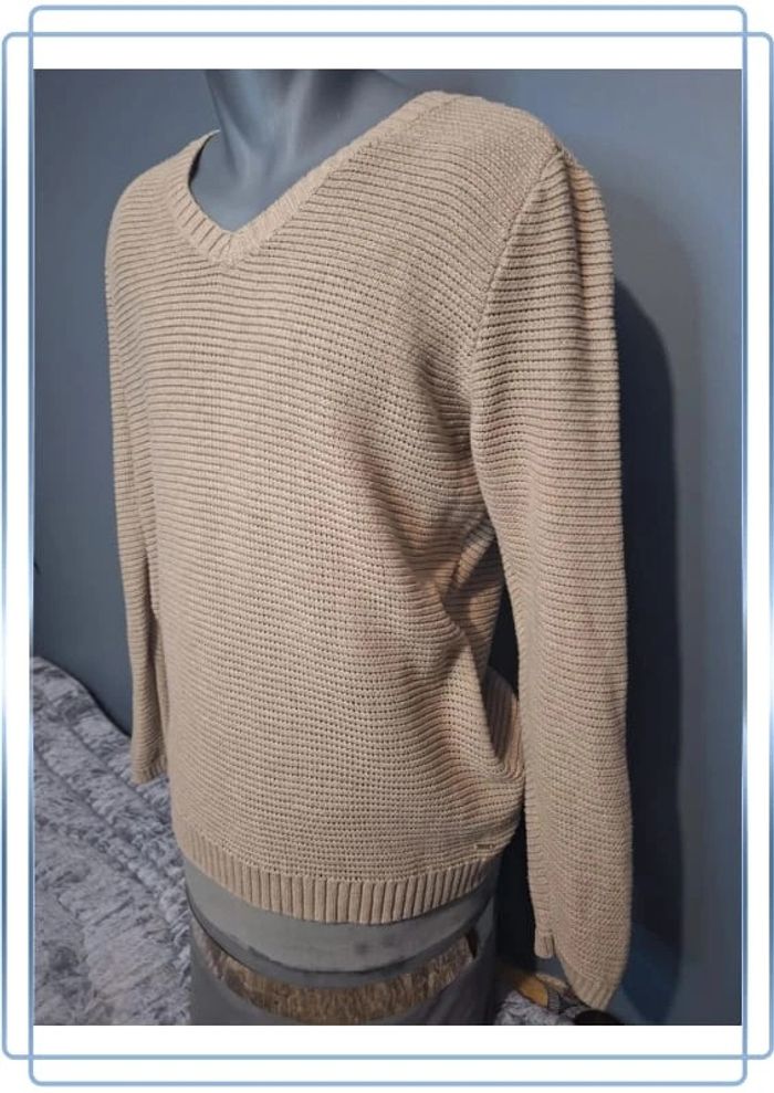 Pull vintage col V tommy hilfiger beige - homme - taille XL (125) - photo numéro 3