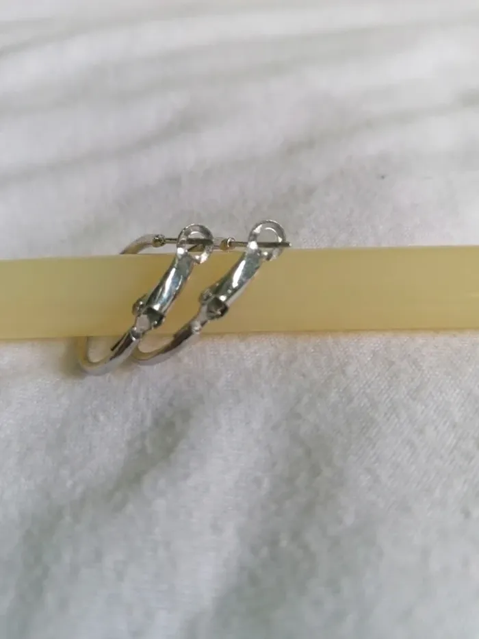 Boucle d'oreille petit anneaux / créole argent - photo numéro 2