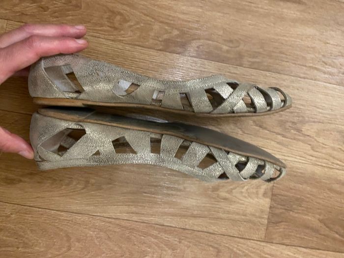 Ballerines ajourées platine cuir 38 - photo numéro 2