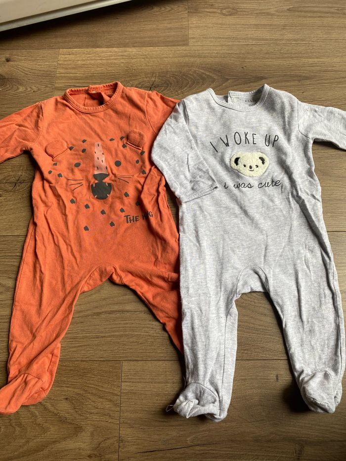 Lot 2 pyjamas grenouillères en coton bébé 6 mois