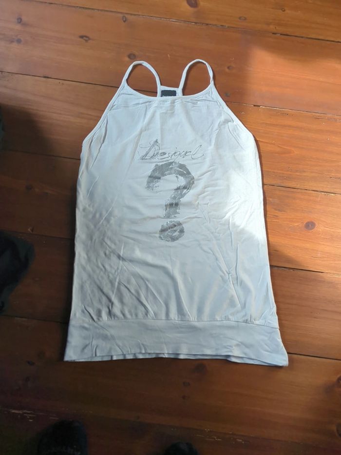 Débardeur blanc argent gris desigual comme neuf m