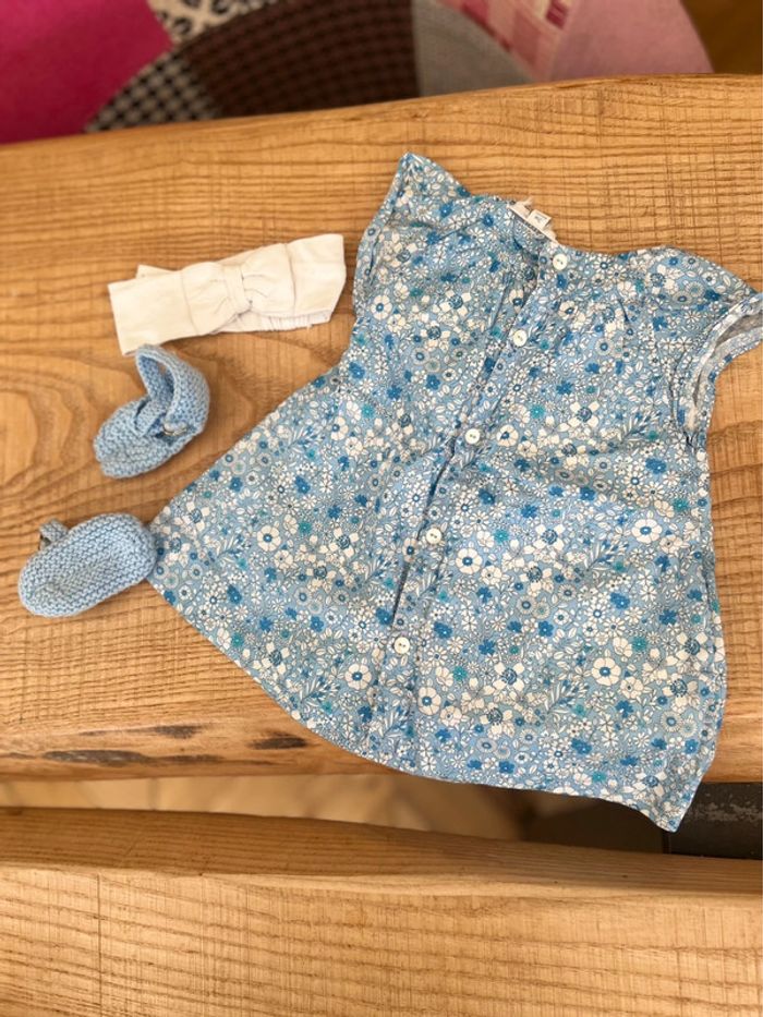 Lot vêtements été 3 mois robes chaussettes chaussons bandeau petit bateau Jacadi Liberty - photo numéro 4