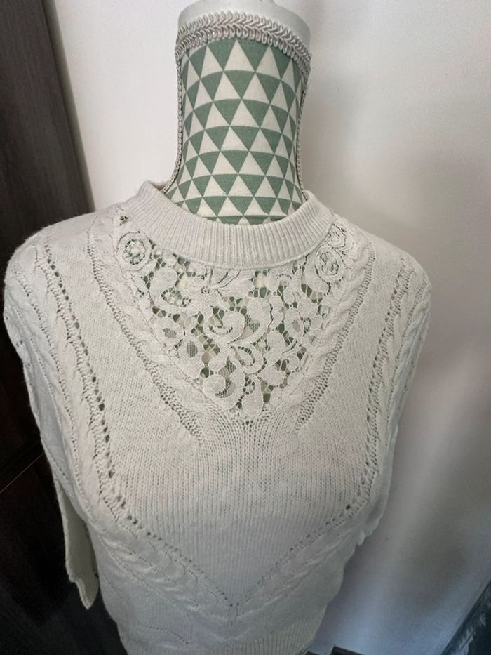 Pull blanc dentelle - photo numéro 4