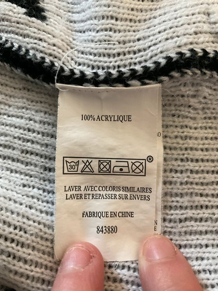 Long gilet chaud noir et blanc pour fille Newco taille 12 ans - photo numéro 6