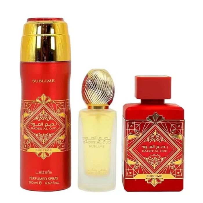 Badee Al Oud Sublime – Coffret 3 pièces : Eau de Parfum 100 ml, Hair Mist 50 ml, Perfumed Spray 200 ml, Parfum Gourmand Floral et Boisé - photo numéro 3
