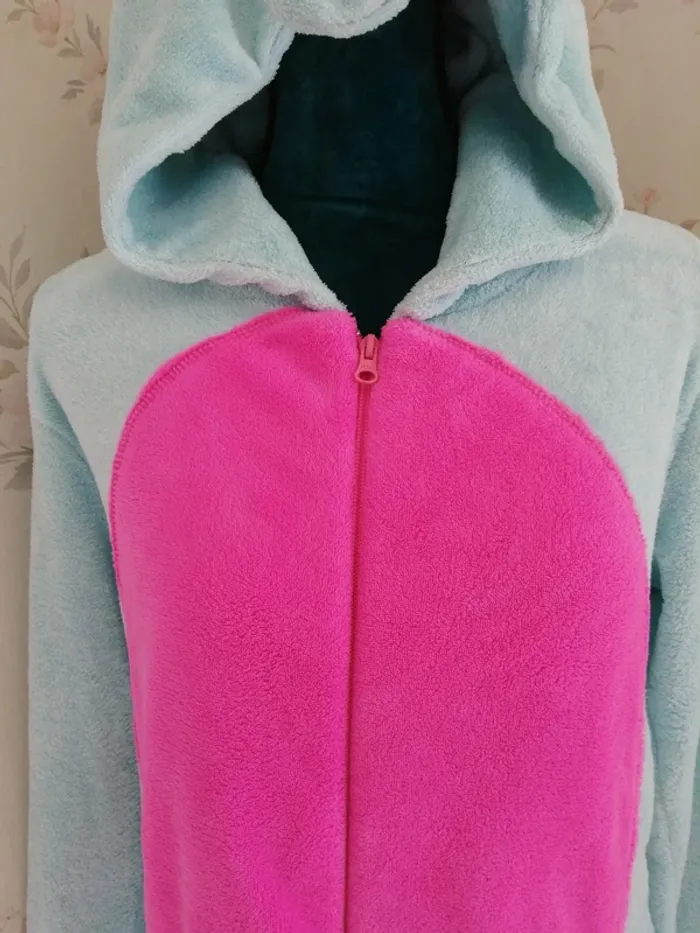 Combinaison pyjama bleu clair avec capuche et tête de licorne / in extenso / (M) - photo numéro 2