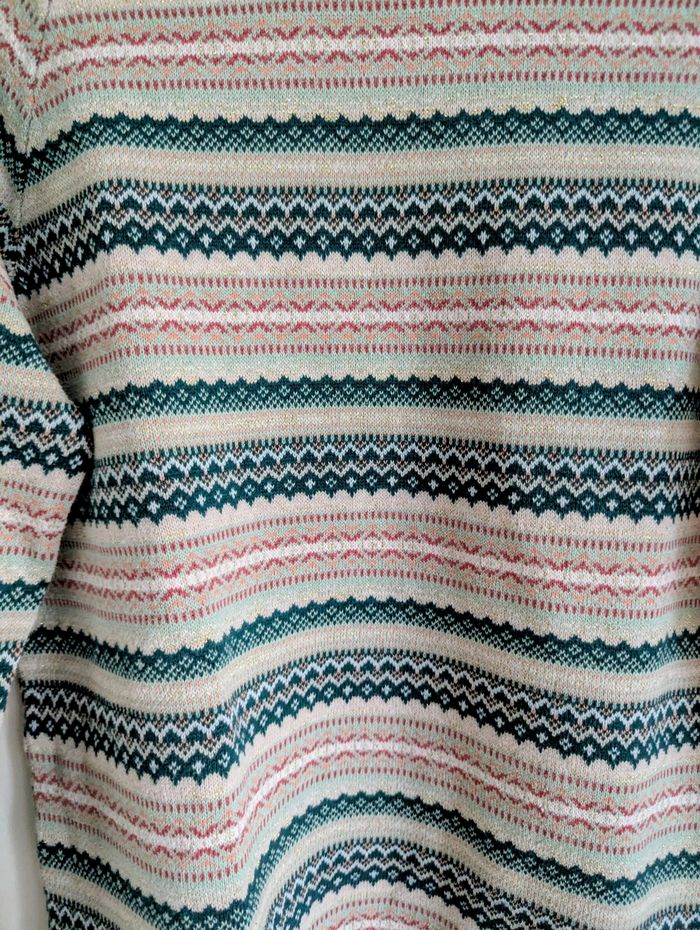 Pull springfield rayé taille 36 rose vert - photo numéro 3