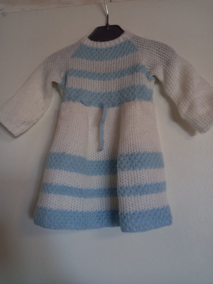 Robe vintage bleu et blanche 12 mois - photo numéro 1