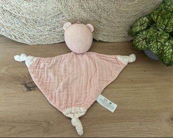 Doudou plat ours chat lange  saumon rose simba toys