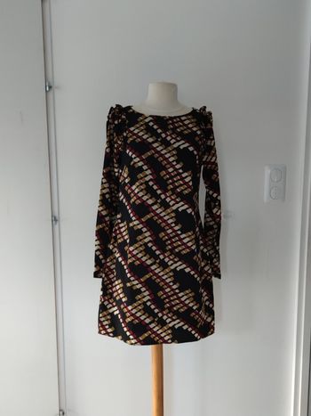 Robe Femme Molly Bracken Manches Longues Noire Motifs Taille S Chic