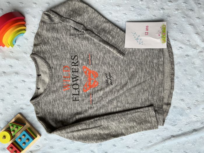 sweat gris chiné impression devant 12 ans - photo numéro 2