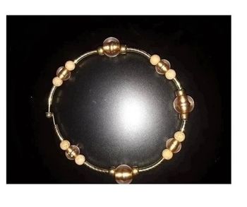 Collier vintage tour de cou rigide fantaisie chic tons doré et rose