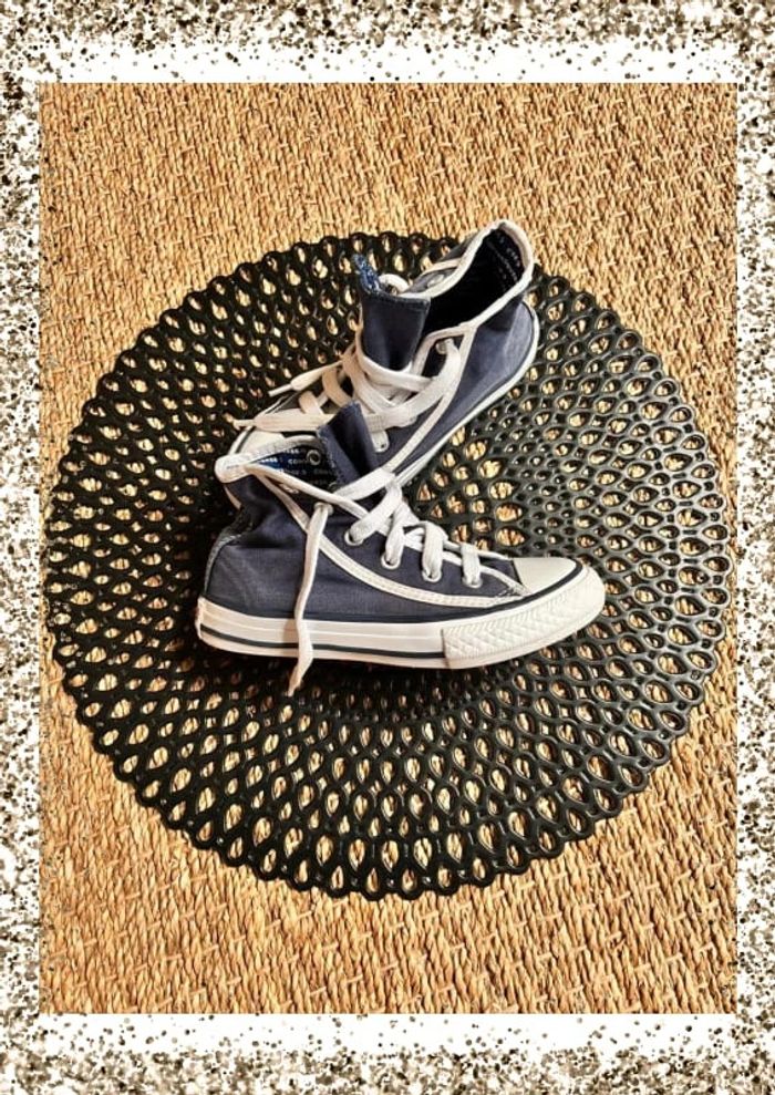 Converse montante bleu blanche