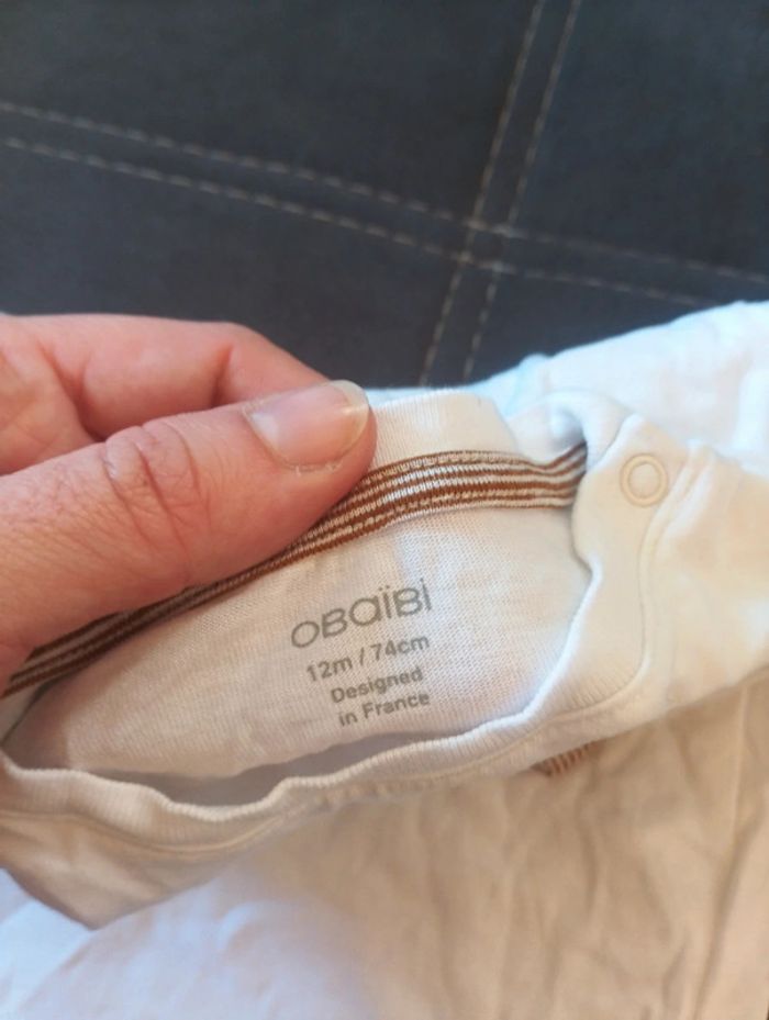 Tee shirt chemise manches longues Garçon 12 mois éléphant Obaibi - photo numéro 3