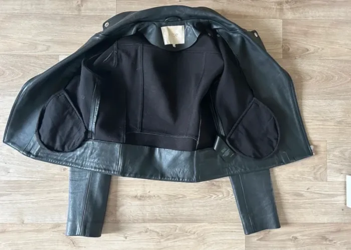 Maje veste perfecto en cuir agneau noir basalt femme, taille 38 - photo numéro 6