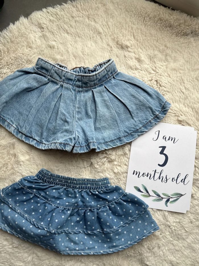 Lot jupe et jupe short en jeans 3 6 mois grain de blé et zeeman
