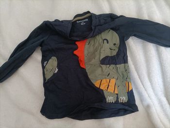 T-shirt garçon 92cm Bleu marine manches longues Motif dinosaure