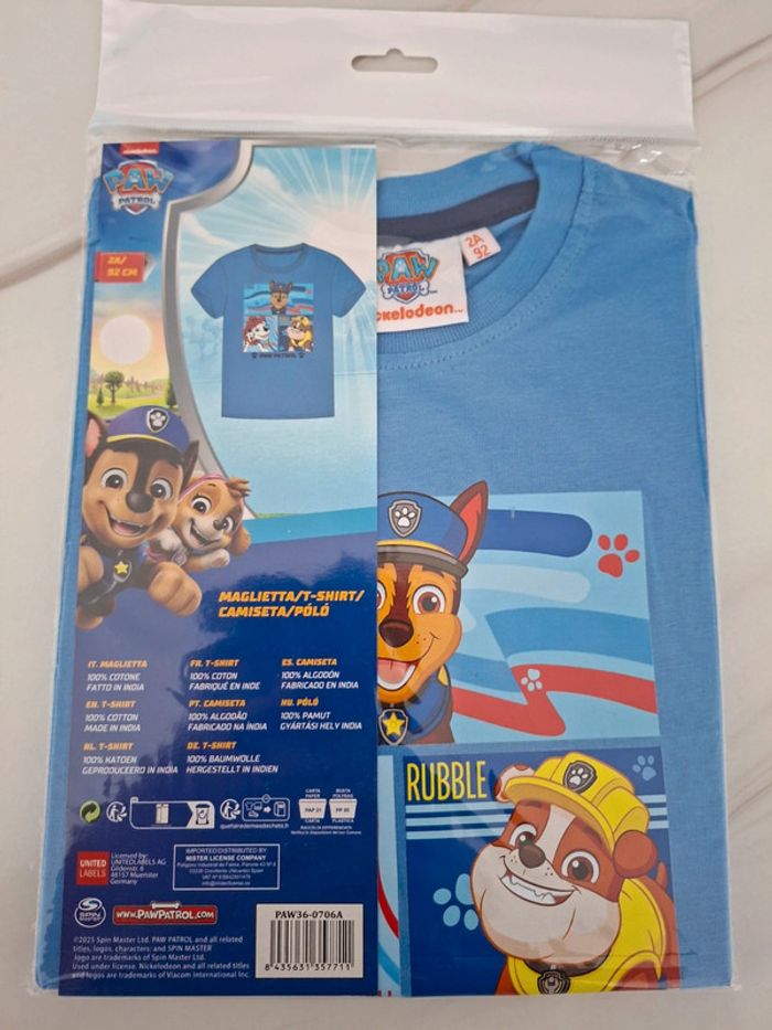 Tee-shirt pat patrouille neuf sous blister taille 2 ans - photo numéro 2