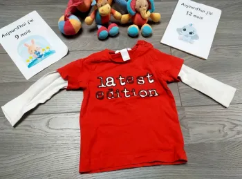 T-shirt manches longues Latest edition rouge bébé garçon 9-12 mois H&M