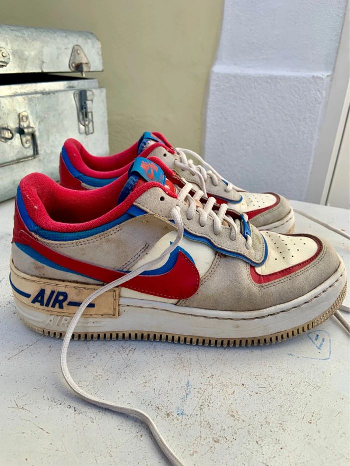🔝 Air Force One Shadow blanche rouge et bleu taille 41 - photo numéro 4