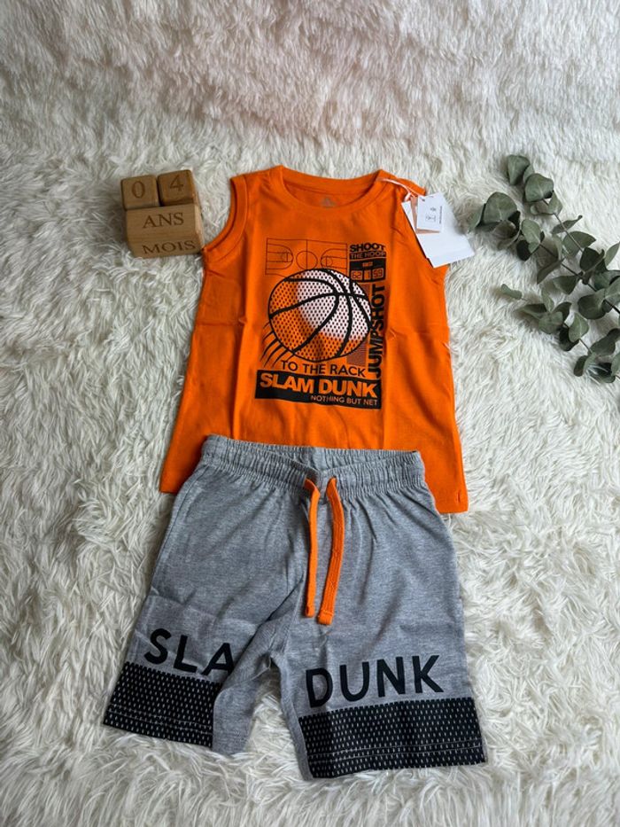 Ensemble short débardeur orange et gris Chicco taille 4 ans