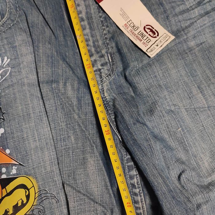 Bermuda large baggy jeans short hip-hop streetwear graffiti y2k vintage Ecko unltd taille 38us 46eu - photo numéro 12