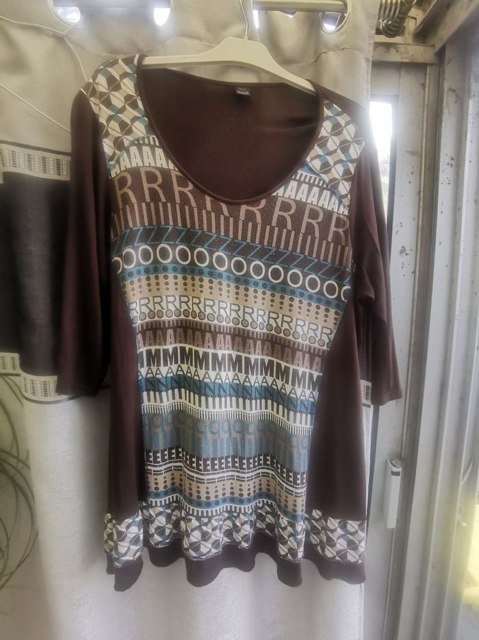 Jolie tunique M et S XXL chocolat /turquoise - photo numéro 9