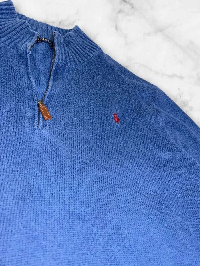 Pull col camionneur Ralph Lauren Polo 100% Coton Bleu XXL Vintage - photo numéro 9