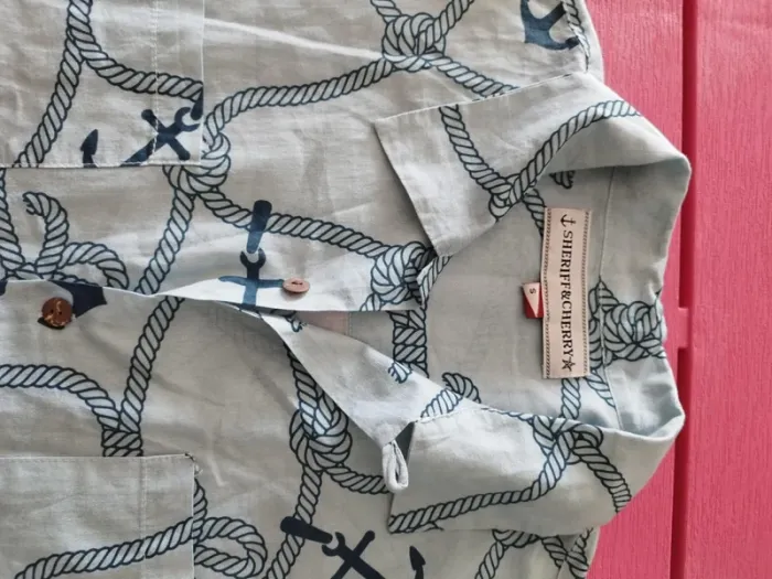 Chemise homme noeuds marins coton été - photo numéro 3