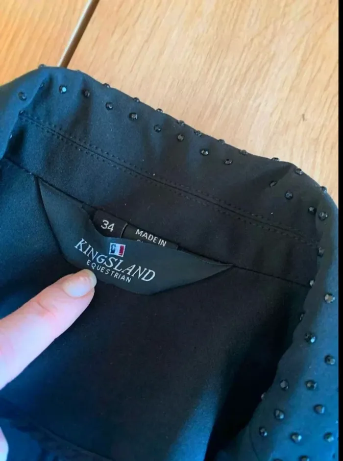 Veste de  Concours d’Équitation  Kingsland  Taille  34, Logo Brodé,  Strass au  Col,  Très  Bon État - photo numéro 6