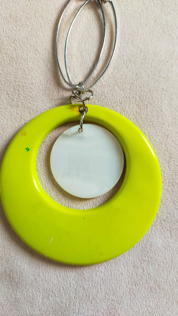 Collier vintage argenté et vert citron – Collection Émeraude Urbaine - photo numéro 8