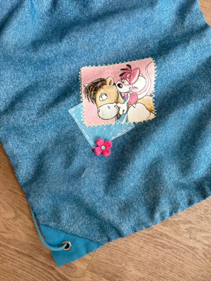 Sac à dos cartable Diddlina bleu rose - photo numéro 2